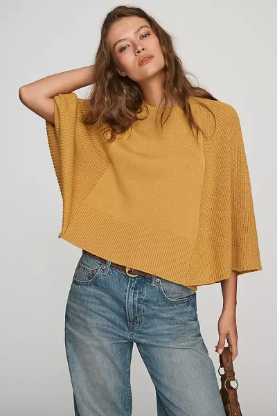 By Anthropologie Cotton Wool Cape Sweater In Yellow