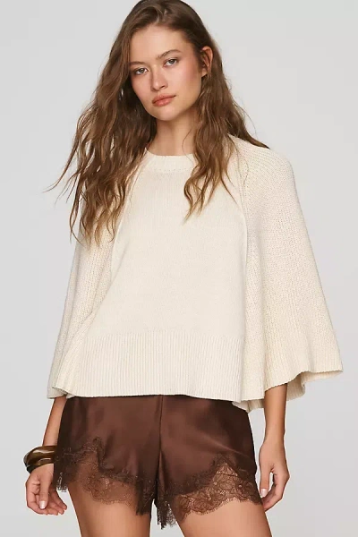 By Anthropologie Cotton Wool Cape Sweater In Neutral