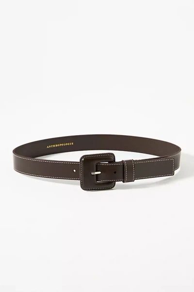 By Anthropologie Covered Square Buckle Belt In Brown