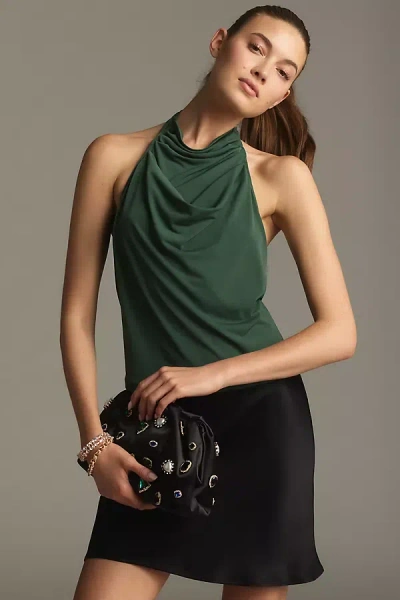 By Anthropologie Cowl Halter Top In Green