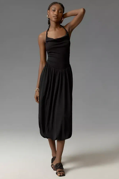 By Anthropologie Cowl-neck Bubble-hem Dress In Black