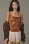 By Anthropologie Cowl-neck Hardware Tank Top In Brown