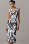 By Anthropologie Cowl-neck Low-back Midi Dress In Blue