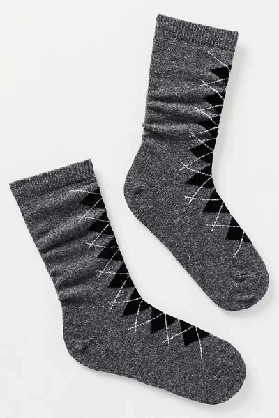 By Anthropologie Cozy Argyle Crew Socks In Gray