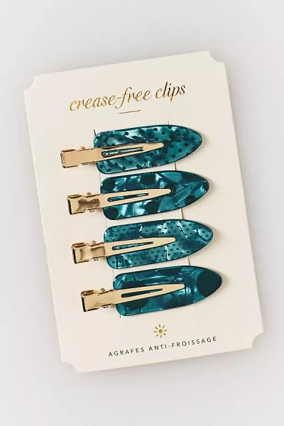 By Anthropologie Crease-free Hair Clips, Set Of 4 In Green