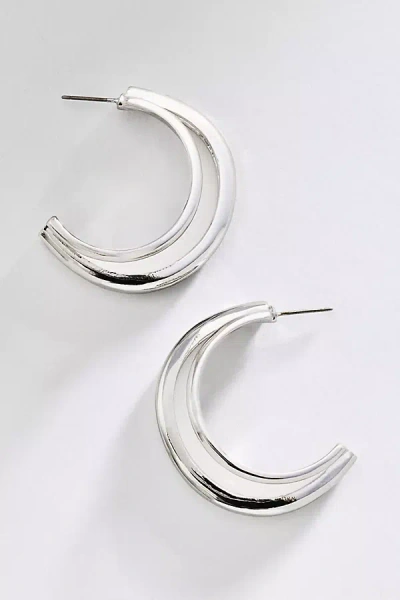 By Anthropologie Crescent Hoop Earrings In Silver