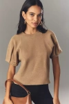 By Anthropologie Crew-neck Sweater Tee In Sand