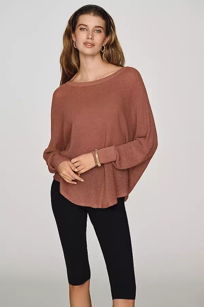 By Anthropologie Crew-neck Sheer Sweater In Brown