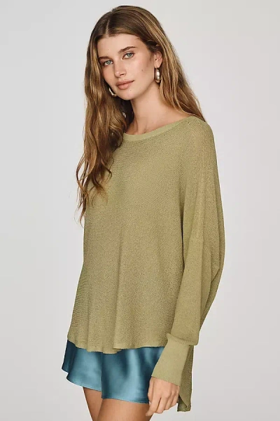 By Anthropologie Crew-neck Sheer Sweater In Green