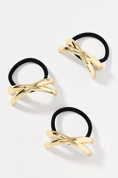 By Anthropologie Crisscross Cuff Hair Ties, Set Of 3 In Gold