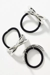 By Anthropologie Crisscross Cuff Hair Ties, Set Of 3 In Silver