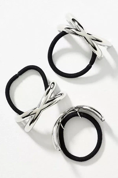 By Anthropologie Crisscross Cuff Hair Ties, Set Of 3 In Silver