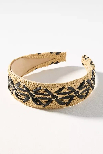 By Anthropologie Crisscross Raffia Headband In Black