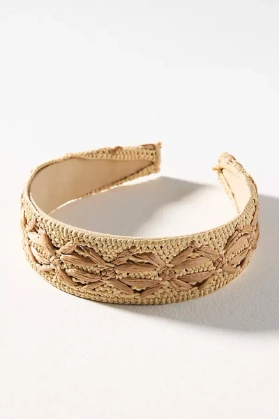 By Anthropologie Crisscross Raffia Headband In Brown