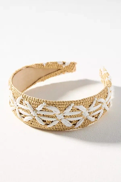 By Anthropologie Crisscross Raffia Headband In White