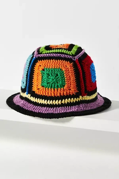 By Anthropologie Crochet Bucket Hat In Multi