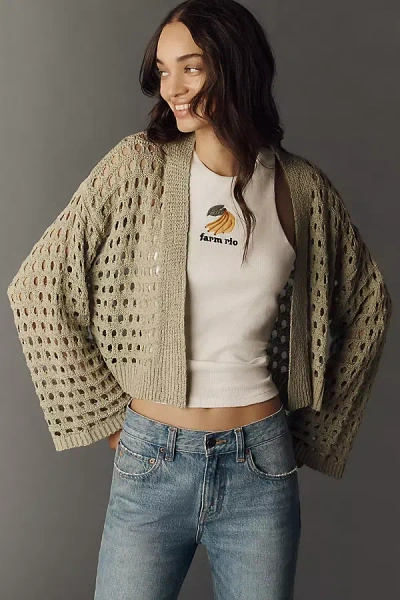 By Anthropologie Crochet Cardigan In Green