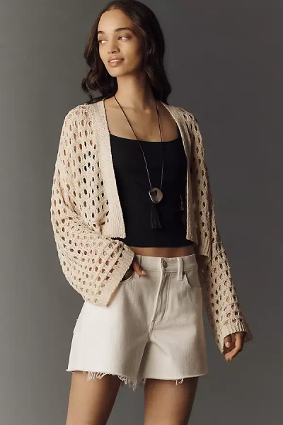 By Anthropologie Crochet Cardigan In White