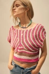 By Anthropologie Crochet Muscle Top In Pink