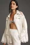 By Anthropologie Crochet Scallop-hem Shirt Jacket
