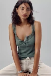 By Anthropologie Crochet-trim Tank Top In Green