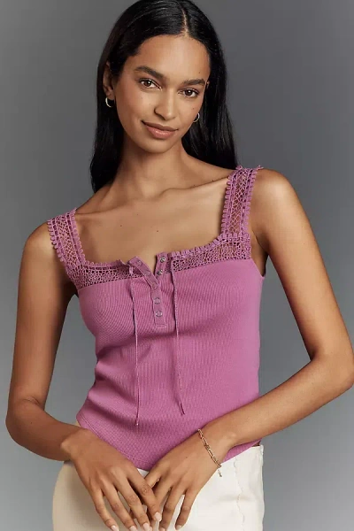 By Anthropologie Crochet-trim Tank Top In Pink