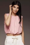 By Anthropologie Cropped Bubble-hem Tank Top In Pink