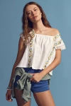 By Anthropologie Cropped Swing Top In White