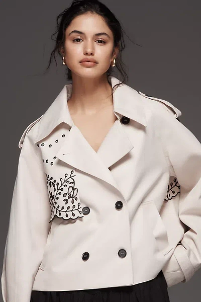 By Anthropologie Cropped Trench Coat Jacket In Beige