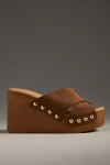 By Anthropologie Cross-strap Wedge Heels In Brown