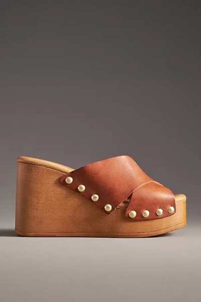 By Anthropologie Cross-strap Wedge Heels In Yellow