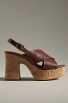 By Anthropologie Cross-strap Woven Platform Sandals In Brown