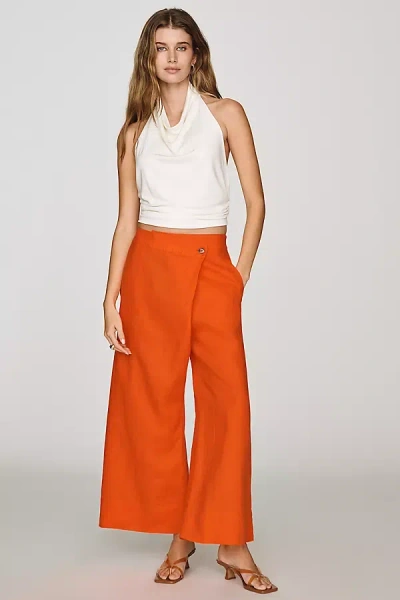 By Anthropologie Crossover Linen Pants In Blue