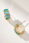 By Anthropologie Crystal Baguette Huggie Hoop Earrings In Blue