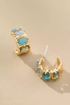 By Anthropologie Crystal Baguette Huggie Hoop Earrings In Gray