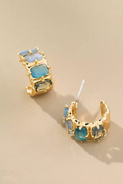 By Anthropologie Crystal Baguette Huggie Hoop Earrings In Gray