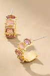By Anthropologie Crystal Baguette Huggie Hoop Earrings In Purple