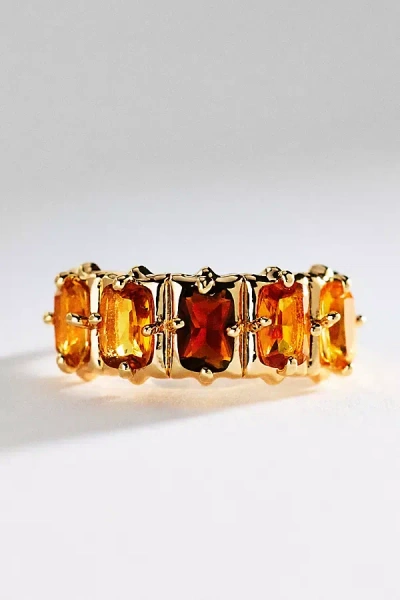 By Anthropologie Crystal Baguette Ring In Brown