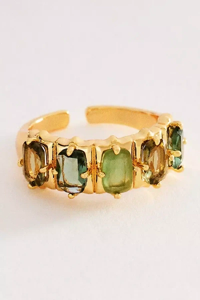 By Anthropologie Crystal Baguette Ring In Gold