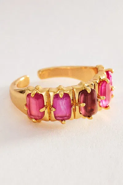 By Anthropologie Crystal Baguette Ring In Red