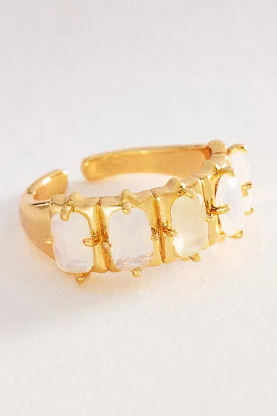 By Anthropologie Crystal Baguette Ring In Silver