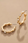 By Anthropologie Crystal Bamboo Hoop Earrings In Gold