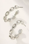 By Anthropologie Crystal Bamboo Hoop Earrings In Silver