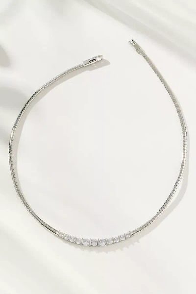 By Anthropologie Crystal Bar Collar Necklace In Silver