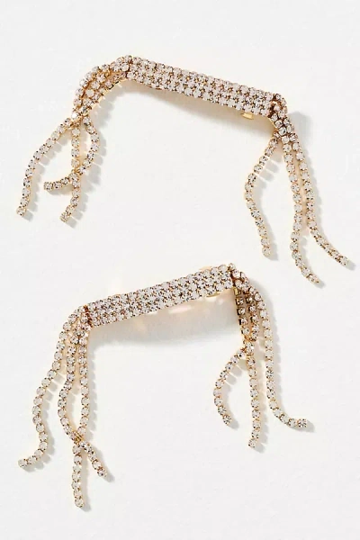 By Anthropologie Crystal Barrettes, Set Of 2 In Gold