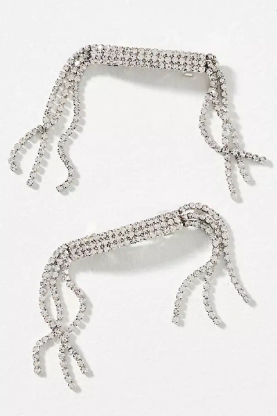 By Anthropologie Crystal Barrettes, Set Of 2 In Silver
