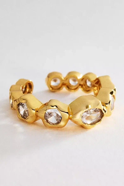 By Anthropologie Crystal Bezel Ring In Gold