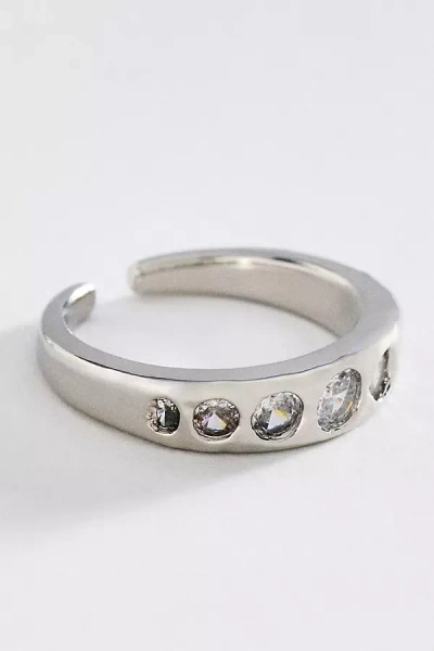 By Anthropologie Crystal Bezel Ring In Gray