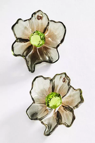 By Anthropologie Crystal Blossom Earrings In Green