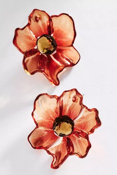 By Anthropologie Crystal Blossom Earrings In Red